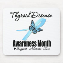 Thyroid Disease Awareness Month Ribbon Butterfly Mousepad