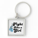 Thyroid Disease Fight Like A Girl Motto keychains