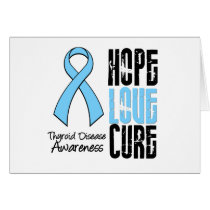 Thyroid Disease Hope Love Cure Ribbon Greeting Cards