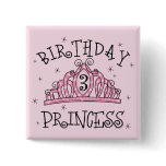 Tiara Birthday Princess 3rd Birthday Pinback Button