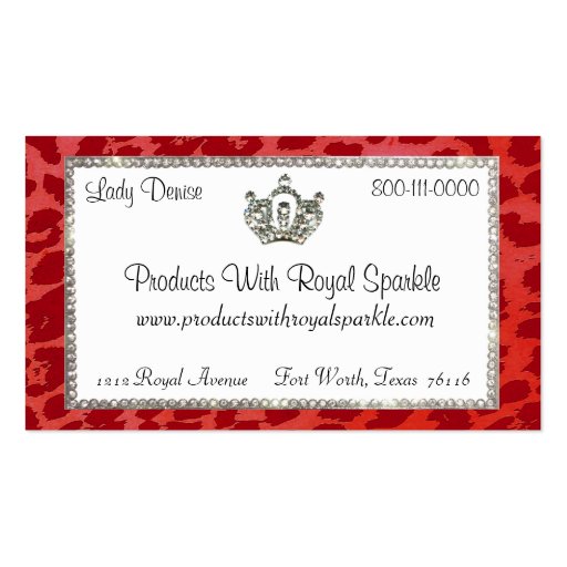 Tiara Gone Wild (Red Cheetah Print) Business Card (front side)