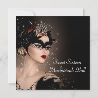 Tiara Mask Sweet 16 Masquerade Party Personalized Invite