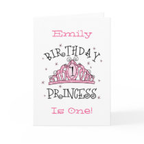 Tiara Princess 1st Birthday Card - Customized by pinkinkart Tiara Princess 1st Birthday Card - Customized
