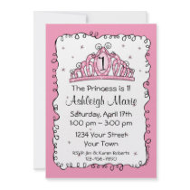 Tiara Princess 1st Birthday Custom Invitation