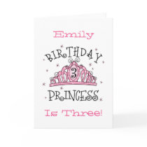 Tiara Princess 3rd Birthday Card - Customized by pinkinkart Tiara Princess 3rd Birthday Card - Customized