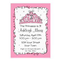Tiara Princess 3rd Birthday Custom Invitation