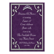 Tiara Purple Silver Invitation