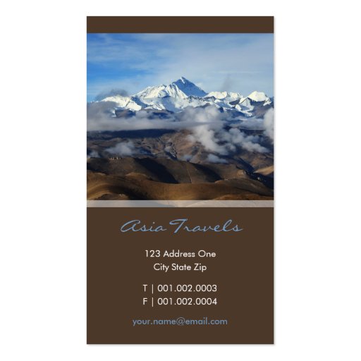 Tibet Qomolangma Mt Everest China Travel Photo Business Card Templates (front side)