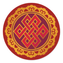 Tibetan Karma Buddhism Eternal Knot Round Sticker