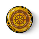 Tibetan Mantra Dharma Wheel Pinback Button