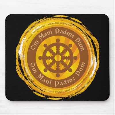 Tibetan Mantra Dharma Wheel Mouse Pad by BuddhaGifts