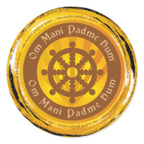 Tibetan Mantra Dharma Wheel stickers by BuddhaGifts Tibetan Mantra Dharma Wheel stickers