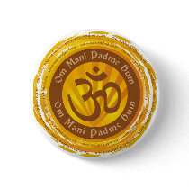 Tibetan Mantra with Aum Symbol Pinback Button