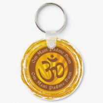 Tibetan Mantra with Aum Symbol keychains