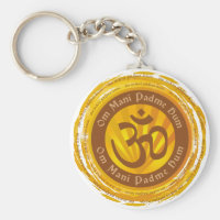 Tibetan Mantra with Aum Symbol Keychain