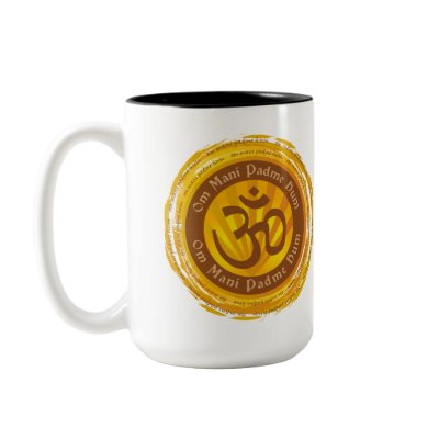 Tibetan Mantra with Aum Symbol Coffee Mugs by BuddhaGifts