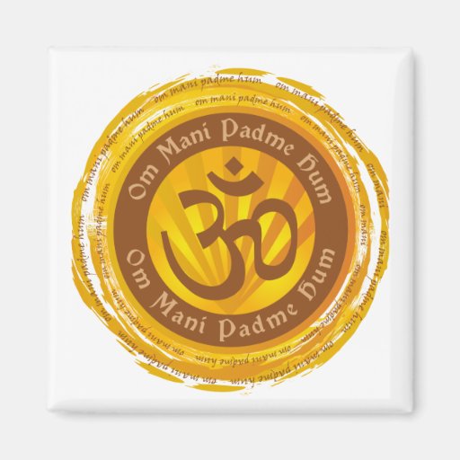 Tibetan Mantra with Aum Symbol Refrigerator Magnet