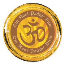 Tibetan Mantra with Aum Symbol stickers by BuddhaGifts Tibetan Mantra with Aum Symbol stickers