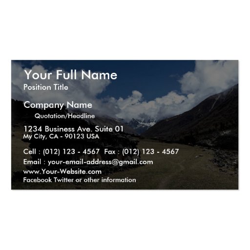 Tibetan prayer wall, Langtang Valley, Himalayas, N Business Card Template (front side)