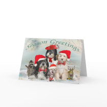 Tibetan Terrier Christmas With Friends cards by friskybiz Tibetan Terrier Christmas With Friends cards