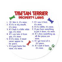 TIBETAN TERRIER Property Laws 2 Round Sticker