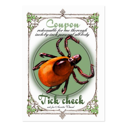 Tick Check Coupon, business card size (front side)