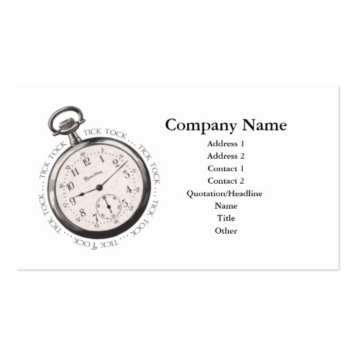 Tick Tock Business Card Template (front side)