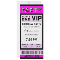 Ticket 21st Birthday Party Invitations