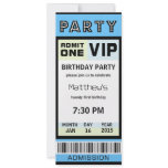 Ticket 21st Birthday Party Invitations Blue
