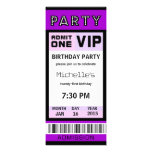 Ticket 21st Birthday Party Invitations Purple