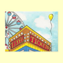 Ticket Booth circus ferris wheel fun art postcard postcards