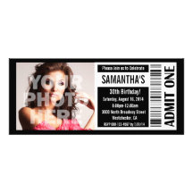 Ticket Invitations, Black and White Ticket