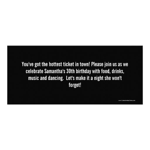 Ticket Invitations, Black and White Ticket