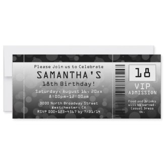 Ticket Invitations, Black + White invitation