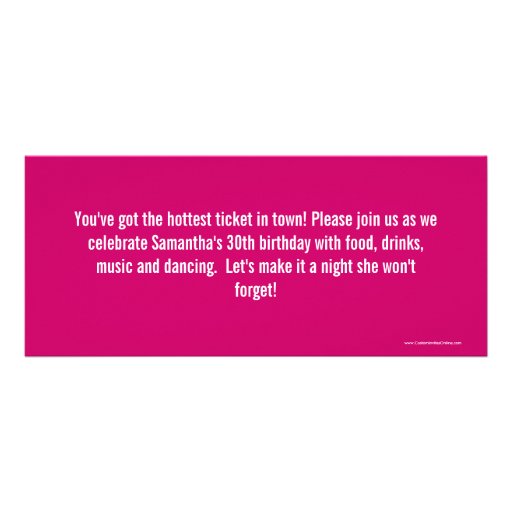 Ticket Invitations, Pink Ticket