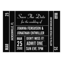 Ticket Stub Save The Date Invitation
