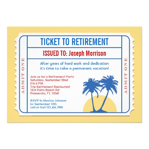 Ticket Style Retirement Invitation