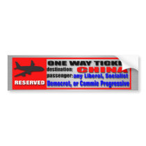 Ticket to China Bumper Sticker