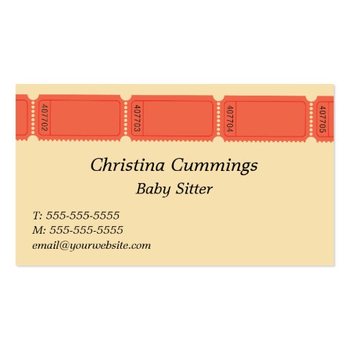 Tickets Business Card (front side)