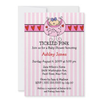 TICKLED PINK Bib Baby Girl Shower Invitations by celebrateitinvites TICKLED PINK Bib Baby Girl Shower Invitations