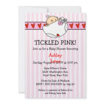 Tickled Pink Diaper Baby Girl Shower Invitations by celebrateitinvites Tickled Pink Diaper Baby Girl Shower Invitations