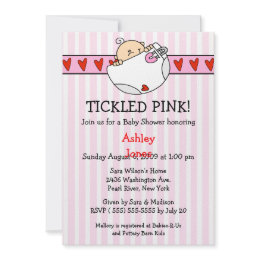 Tickled Pink Diaper Baby Girl Shower Invitations invitation