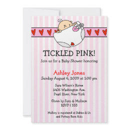 Tickled Pink Diaper Baby Girl Shower Invitations invitation