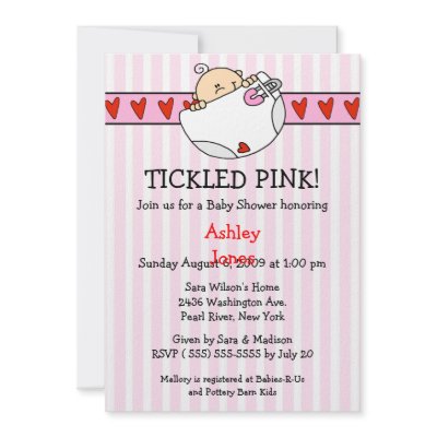 Tickled Pink Diaper Baby Girl Shower Invitations