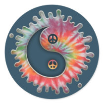 Tie0Dye Yin-Yang Round Stickers