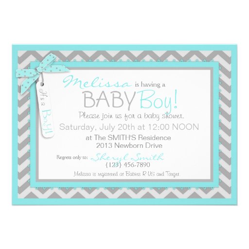 Tie and Chevron Print Baby Shower A7-AQBK Invitation