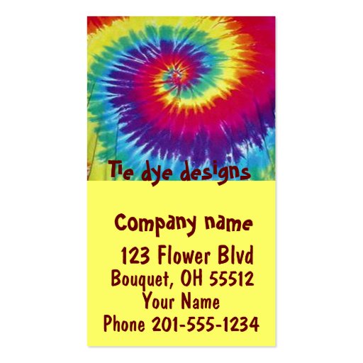 Tie dye designs Business Card (front side)