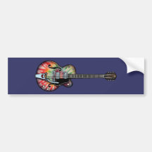 Tie Dye Guitar Bumper Stickers