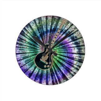 Tie-Dye Guitar Clock