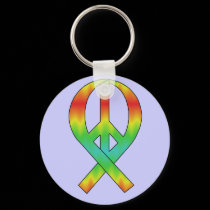 Tie Dye Peace Ribbon keychains